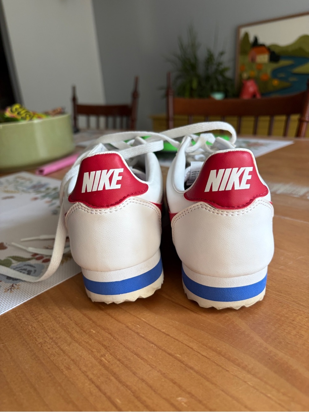 Nike Women's Cortez Sneakers with Red Swoosh - Picture 3 of 7